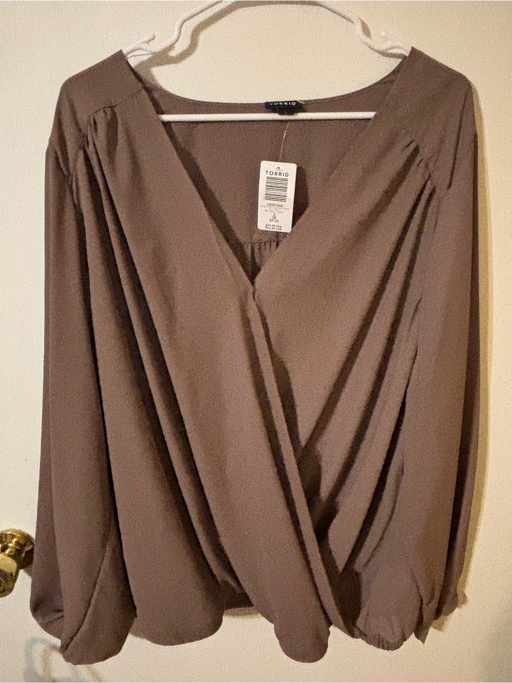 torrid Deep Taupe Wrap Blouse